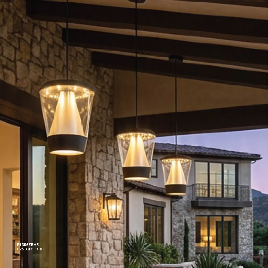Uzstore OPTARA Outdoor Hanging Pendant Light - 16WW, 3000-3500K, Aluminum+PC, Matt Black SH-DD202237S  E1305EBHS-06.webp