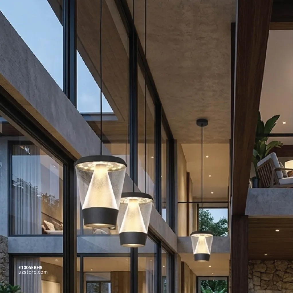Uzstore OPTARA Outdoor Hanging Pendant Light - 16WW, 3000-3500K, Aluminum+PC, Matt Black SH-DD202237S  E1305EBHS-02.webp