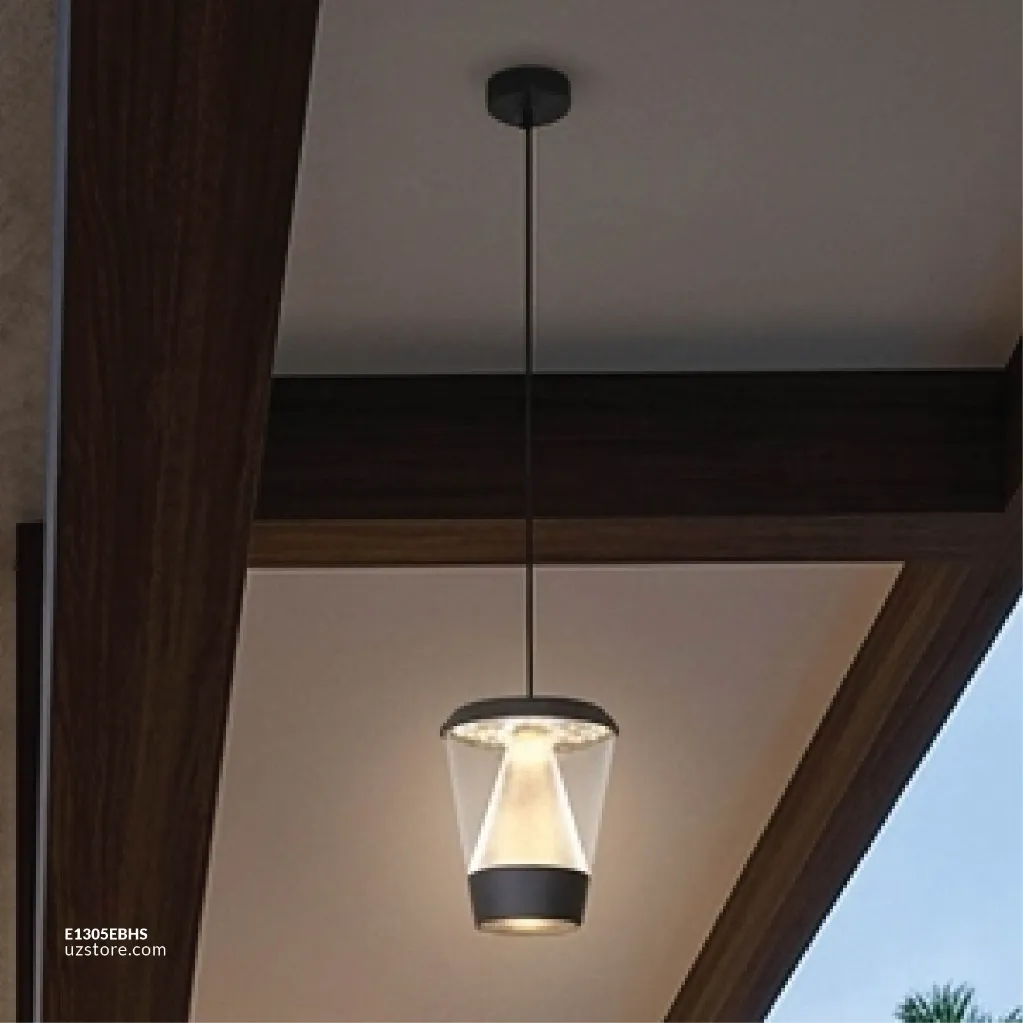 Uzstore OPTARA Outdoor Hanging Pendant Light - 16WW, 3000-3500K, Aluminum+PC, Matt Black SH-DD202237S  E1305EBHS-03.webp