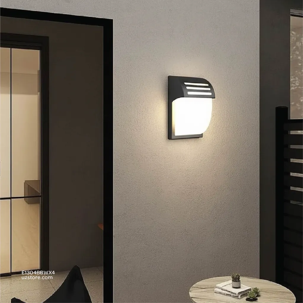 KNVIX - Wall Outdoor Light - E27, 180×245×95mm, Glass+Aluminum, Matt Black,  024-1L 4 PC-16.webp