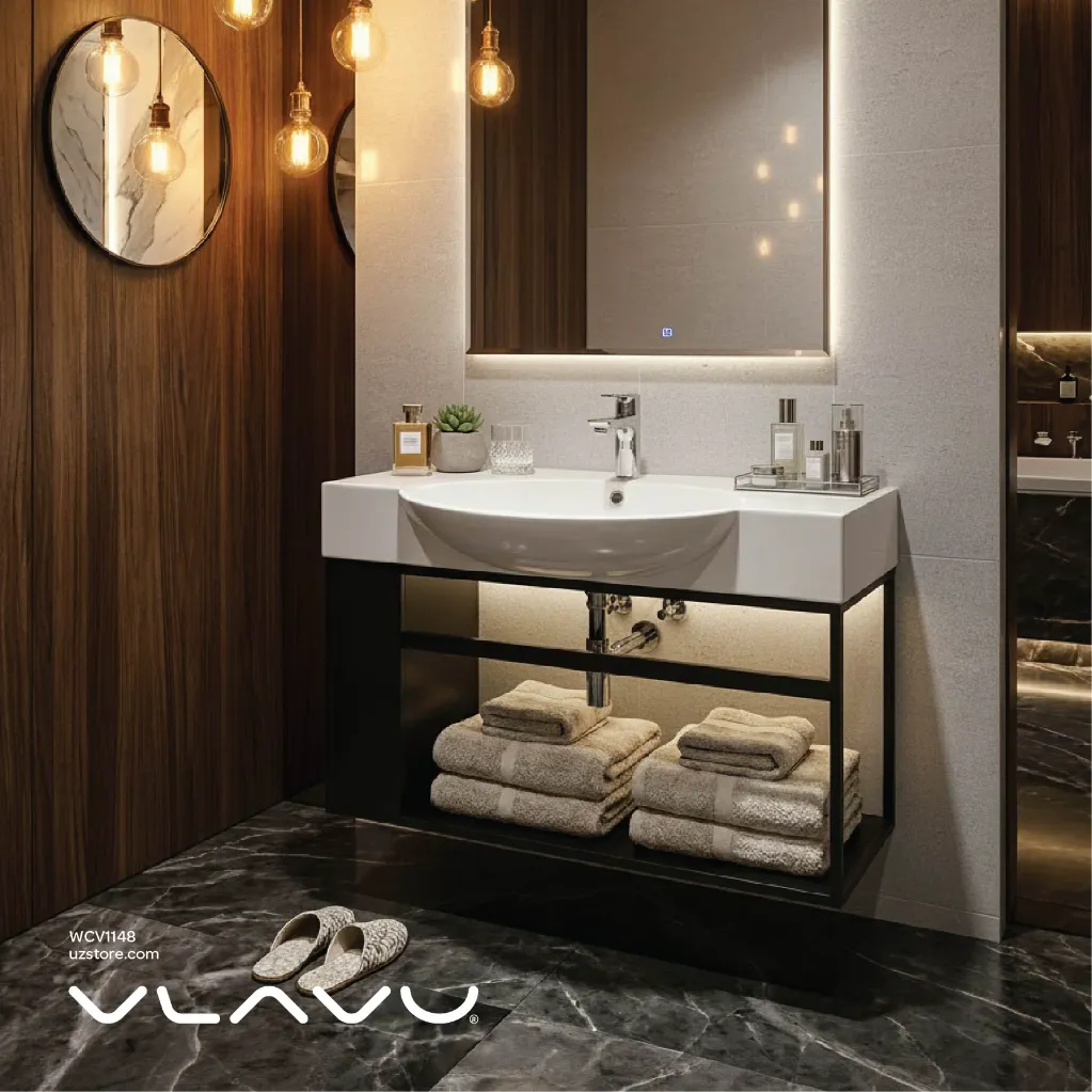 Uzstore Vlavu Stainless Steel Vanity, Stainless Steel Base,  Ceramic Basin, 740x325x450mm, CS. 12.0030-75  WCV1148-02.webp