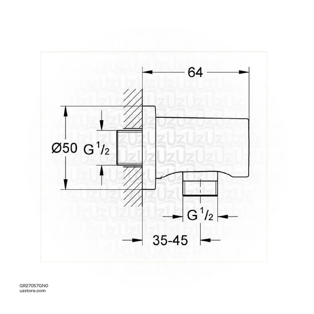 Uzstore  GROHE Rainshower Shower outlet elbow Half Inch , 27057GN0 , brushed cool sunrise GR27057GN0-02.webp