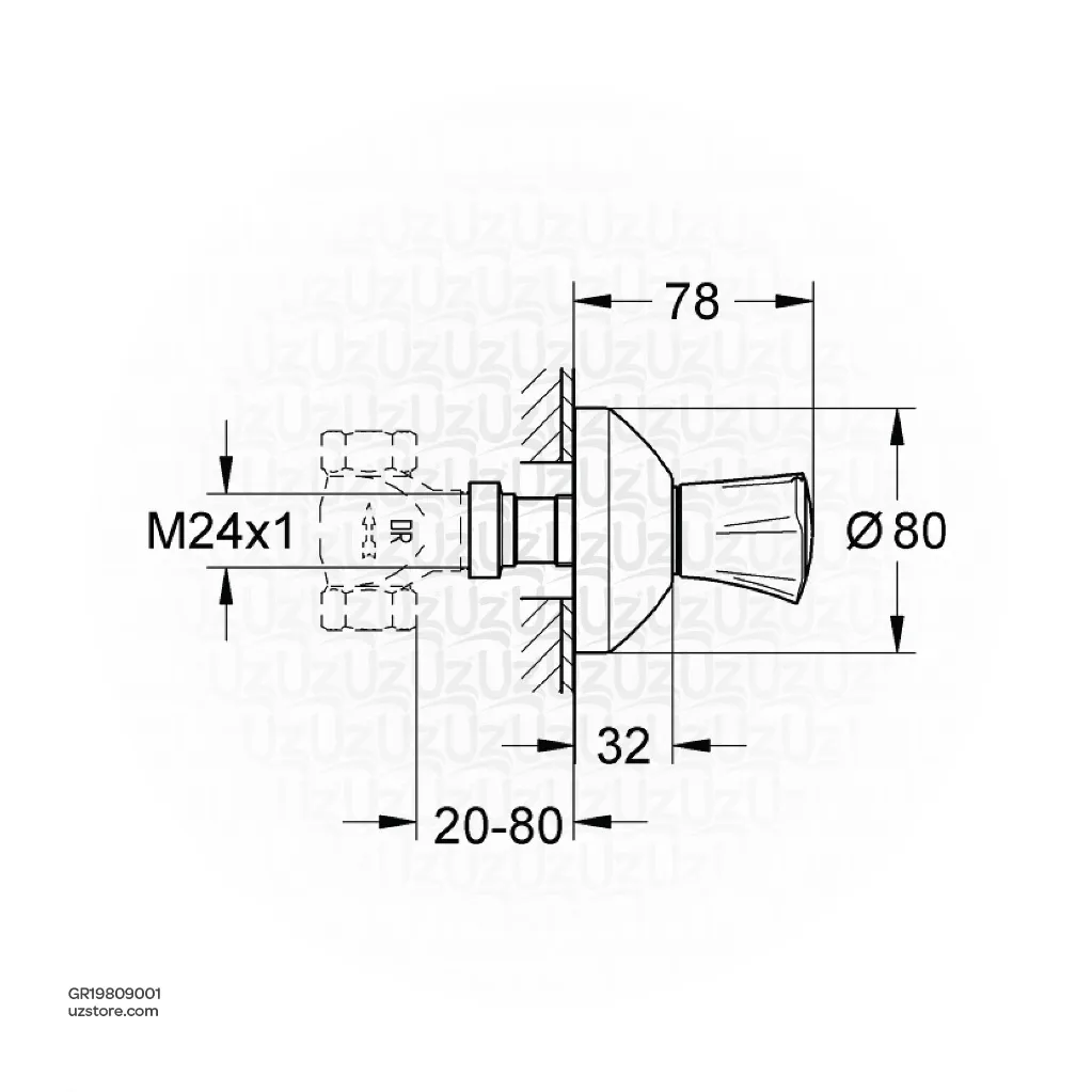 Uzstore  GROHE Costa L Concealed valve exposed part , 19809001 , chrome GR19809001-02.webp