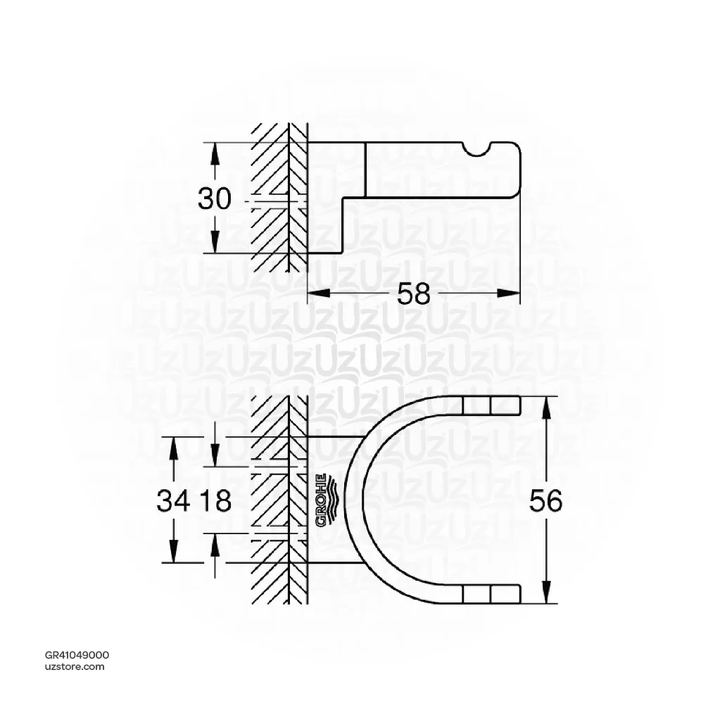 Uzstore GROHE Selection Double robe hook , 41049000 , chrome GR41049000-02.webp