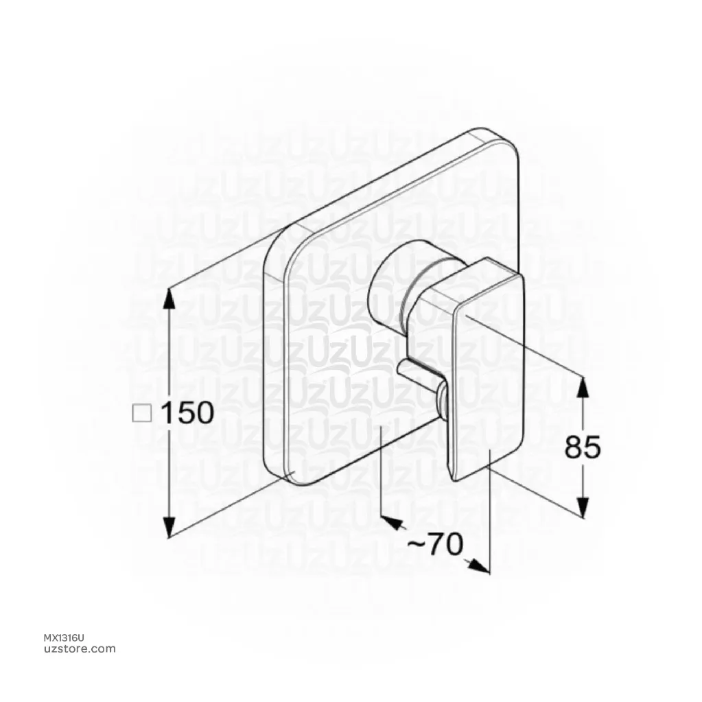 Uzstore  KLUDI RAK Profile Star Concealed Single Lever Bath and Shower Mixer,  Trim Set RAK14176 MX1316U-02.webp