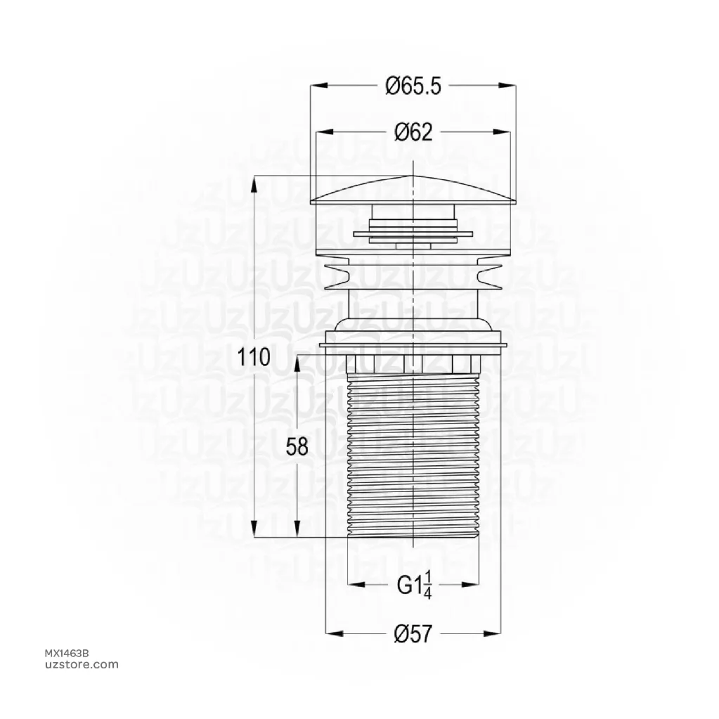 Uzstore KLUDI RAK Click Clack Waste Fitting with Over Flow Hole, MX1463B-02.webp