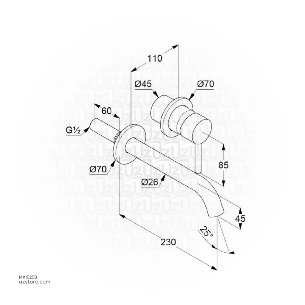Uzstore KLUDI RAK Concealed Single Lever Basin mixer DN 15,  MX1525B-02.webp
