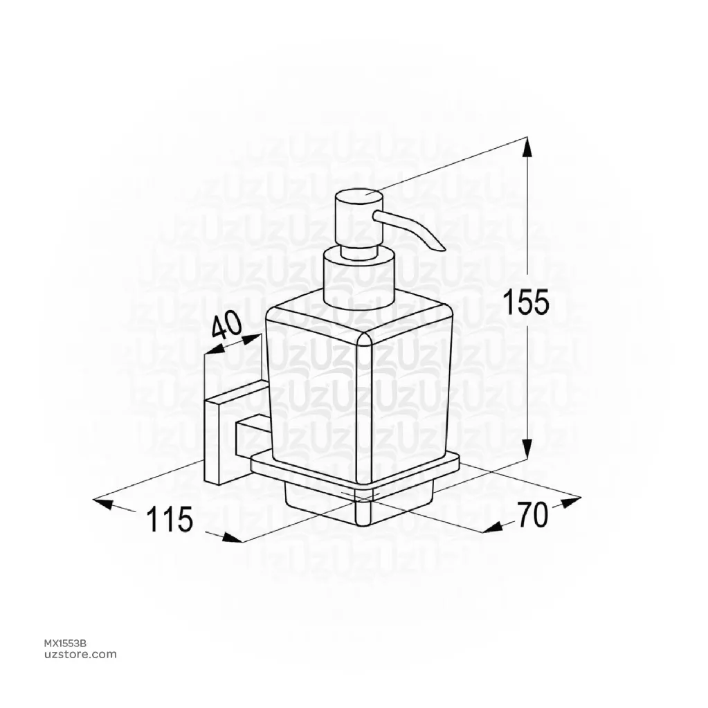 Uzstore KLUDI-HARMONY Wall Mounted Soap Dispenser, Glass - 225 Ml - Matt Black RAK24033.BK2 MX1553B-02.webp