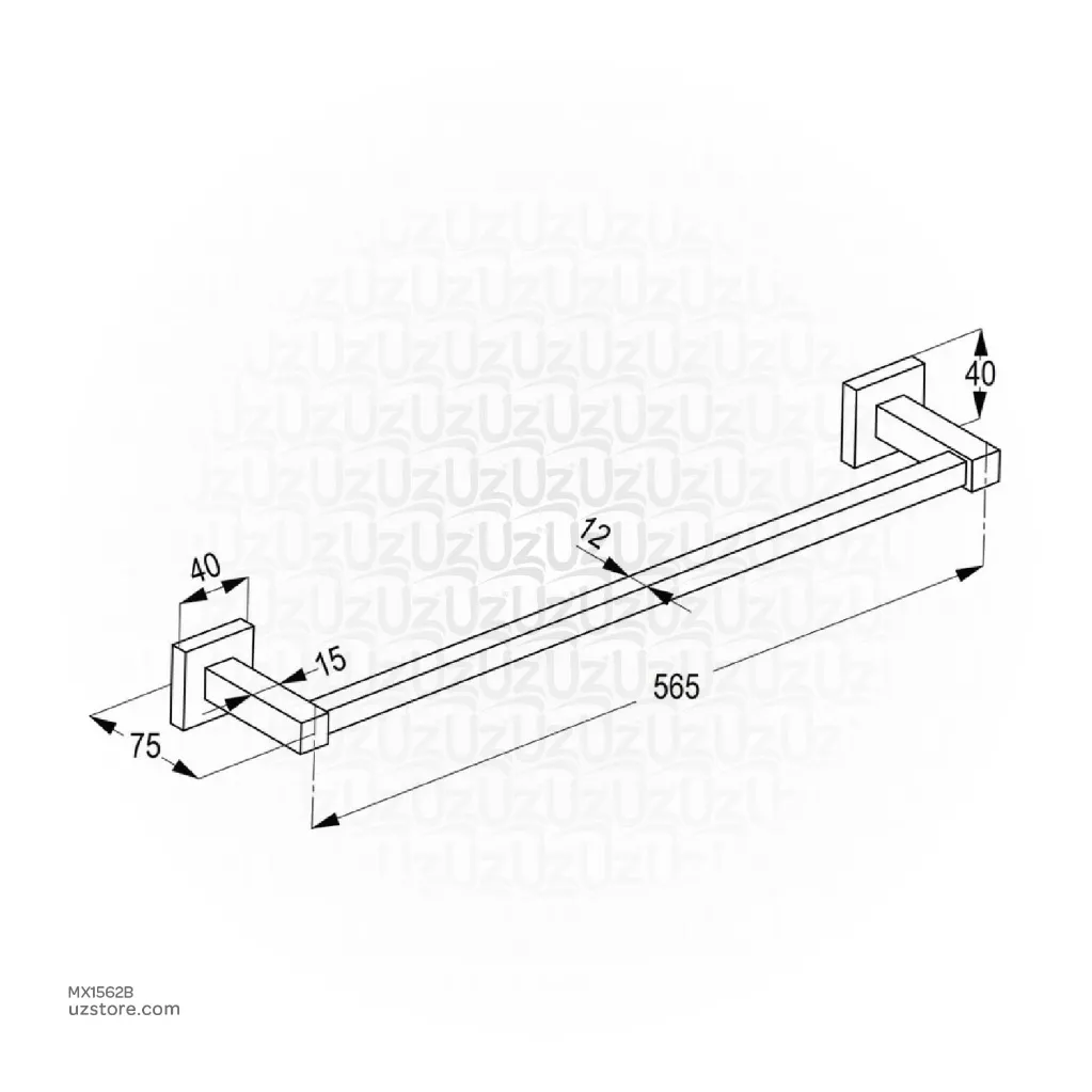 Uzstore  KLUDI RAK HARMONY single towel bar 610 mm Matt Black RAK24001.BK2  MX1562B-02.webp