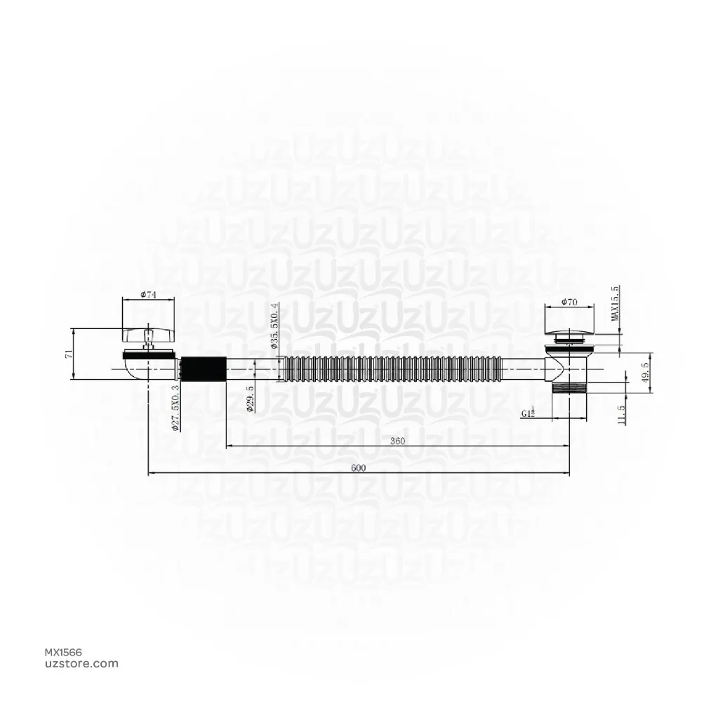 Uzstore KLUDI RAK Click clack bathtub drain G1 Half Color  Chrome Glossy RAK22071 MX1566-02.webp