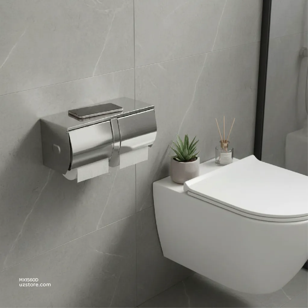 Uzstore  Kludi RAK Exposed Double Toilet Roll Holder SS 304 Satin finish RAK90221 MX1560D-03.webp
