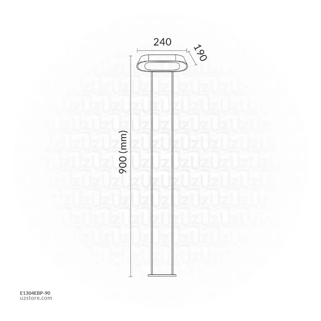 Uzstore KNVIX - Pole Outdoor Light - 12W, SANAN LED, 240×190×900mm, Aluminum+PC, Matt Black,  6089-1 90CM WW  E1304EBP-90-02.webp