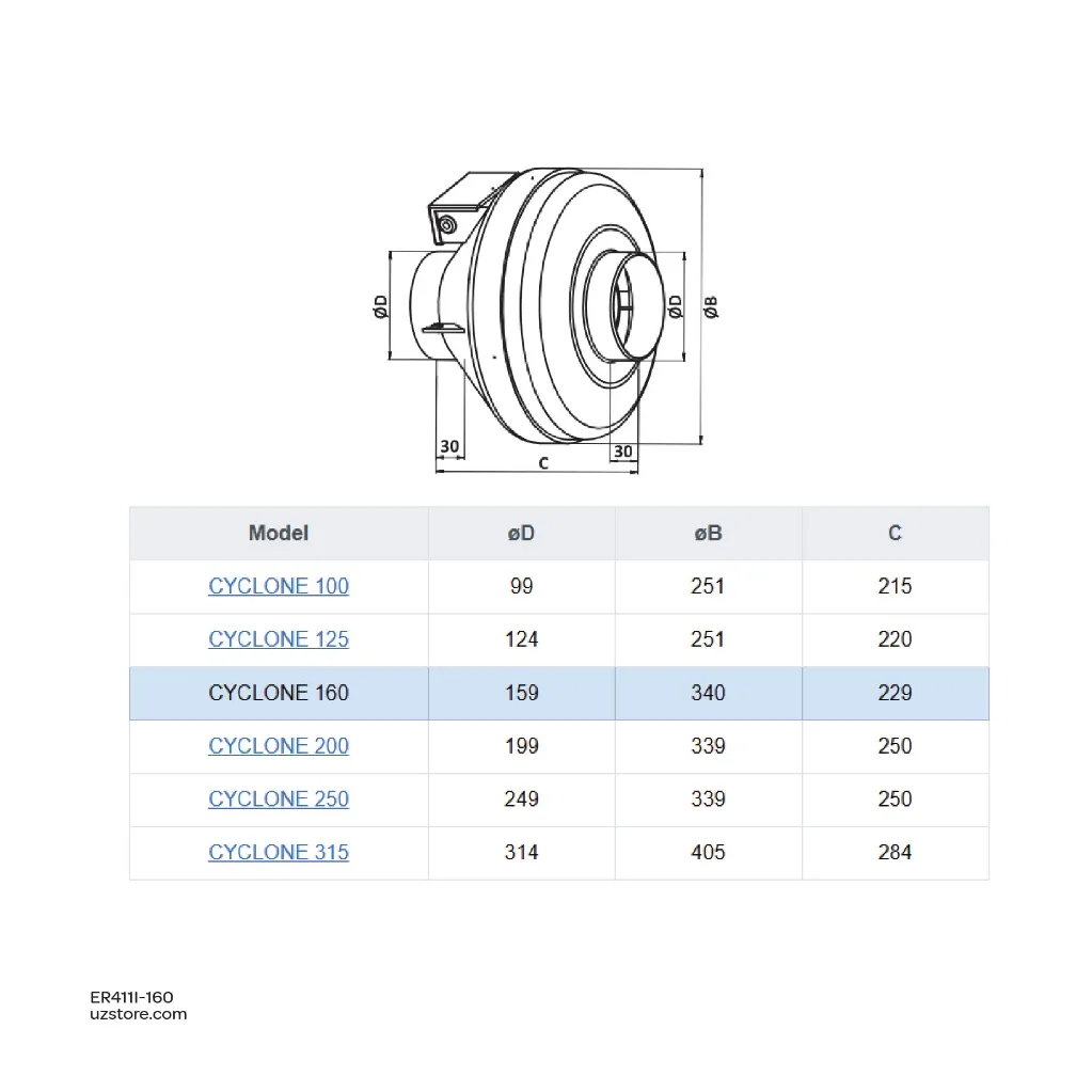 Uzstore Inline centrifugal fan ERA CYCLONE 160 Made in Russia  ER411I-160-04.webp