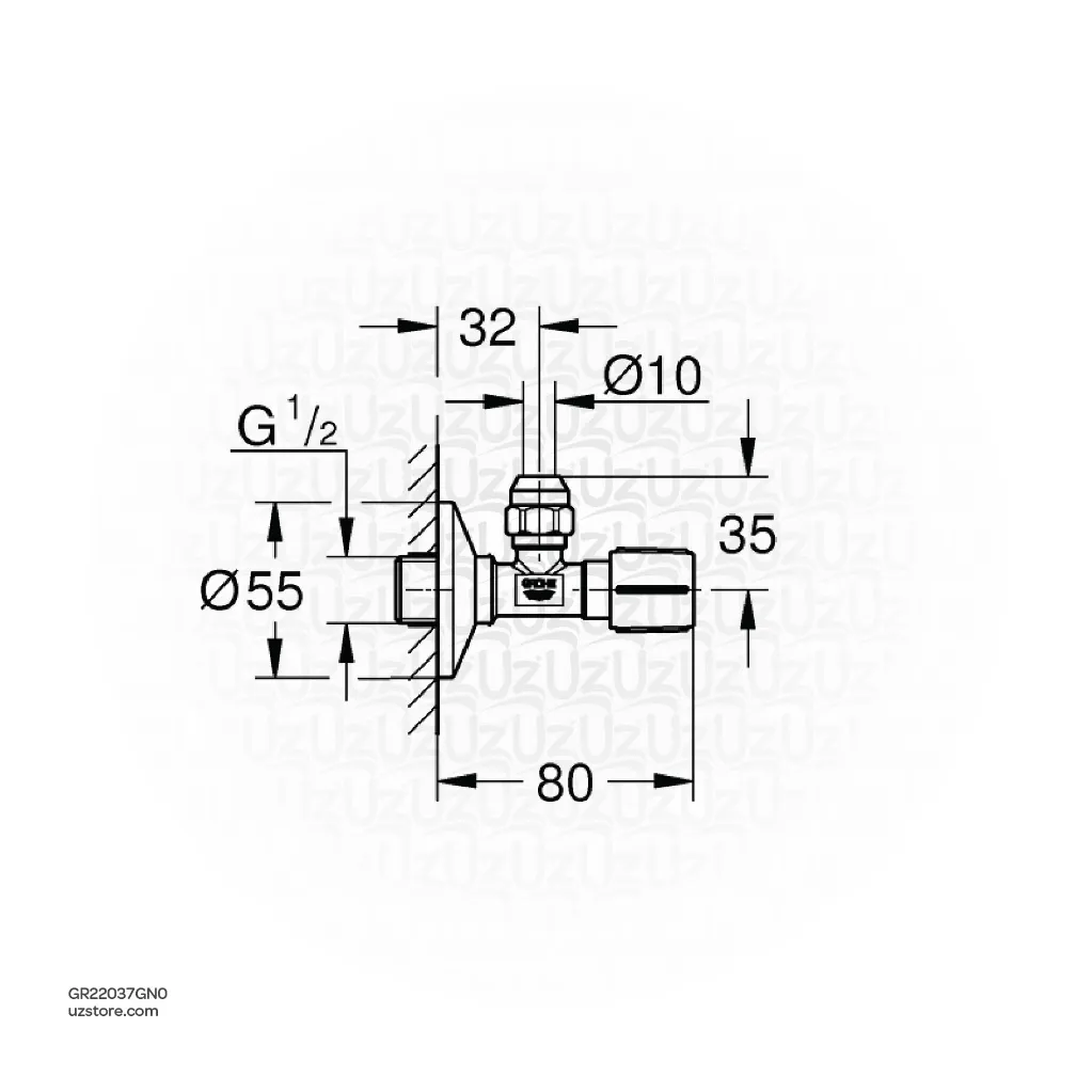 Uzstore GROHE Angle valve Half inch , 22037GN0 , brushed cool sunrise GR22037GN0-02.webp