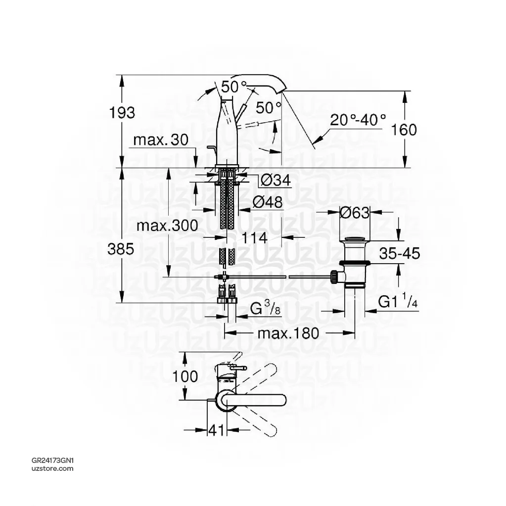 Uzstore GROHE Essence Single-lever basin mixer Half Inch M-Size , 24173GN1 , brushed cool sunrise  GR24173GN1-02.webp