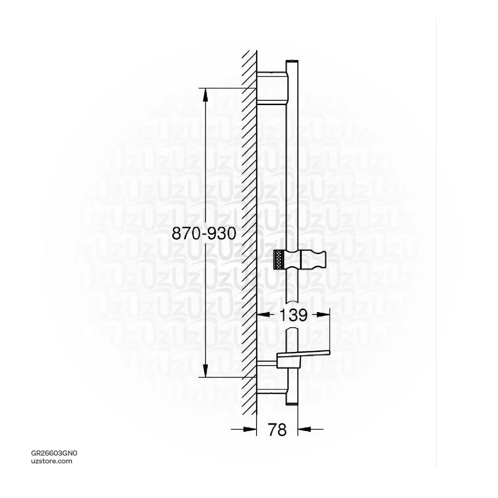 Uzstore  Rainshower SmartActive Shower rail, 900 mm GR26603GN0-02.webp