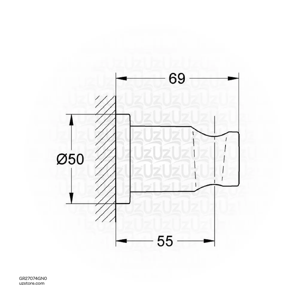 Uzstore Rainshower Wall hand shower holder  GR27074GN0-02.webp