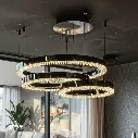 Uzstore OPTARA Pendant Light - Ø 450×1, 800×1 , 600×1 Split H2500mm, 3000K, Stainless steel+Crystal, Mirror black 22830-45+60+80 E1057YR3-800-03.webp