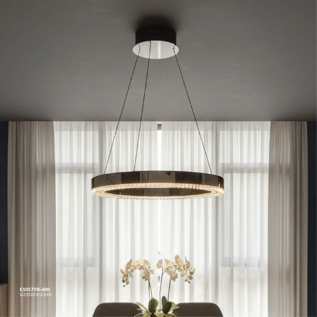 Uzstore OPTARA Pendant Light - 600×H2500mm, 3000K, Stainless steel+Crystal, Mirror black D22830-600  E1057YR-600-03.webp