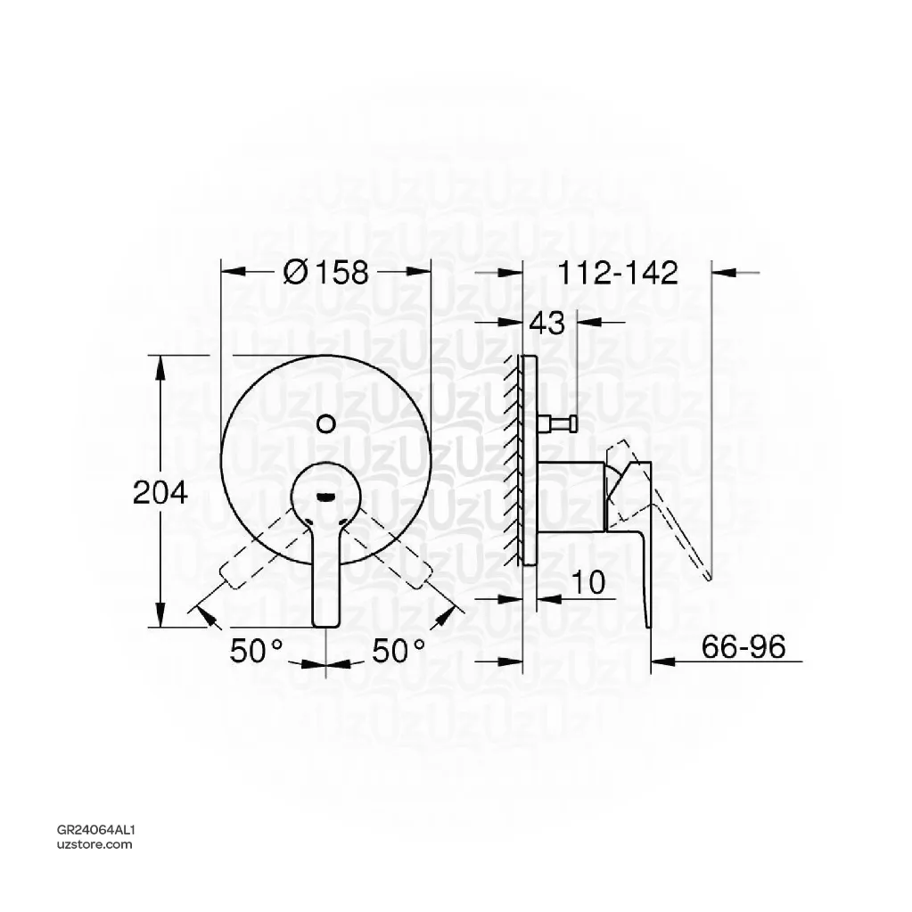 Uzstoe GROHE Lineare Single-lever mixer with 2-way diverter , 24064AL1 , brushed hard graphite  GR24064AL1-02.webp