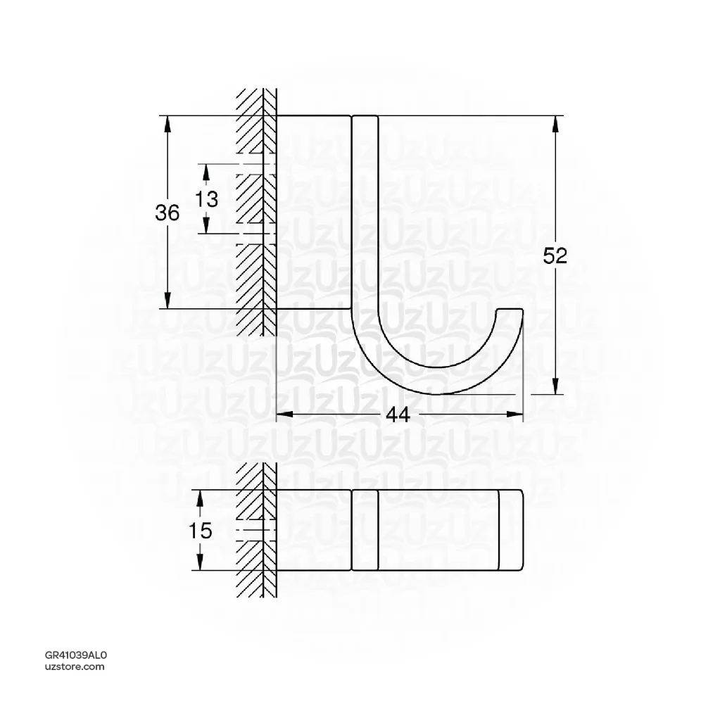 Uzstore  GROHE Selection Single robe hook , 41039AL0 , brushed hard graphite GR41039AL0-02.webp