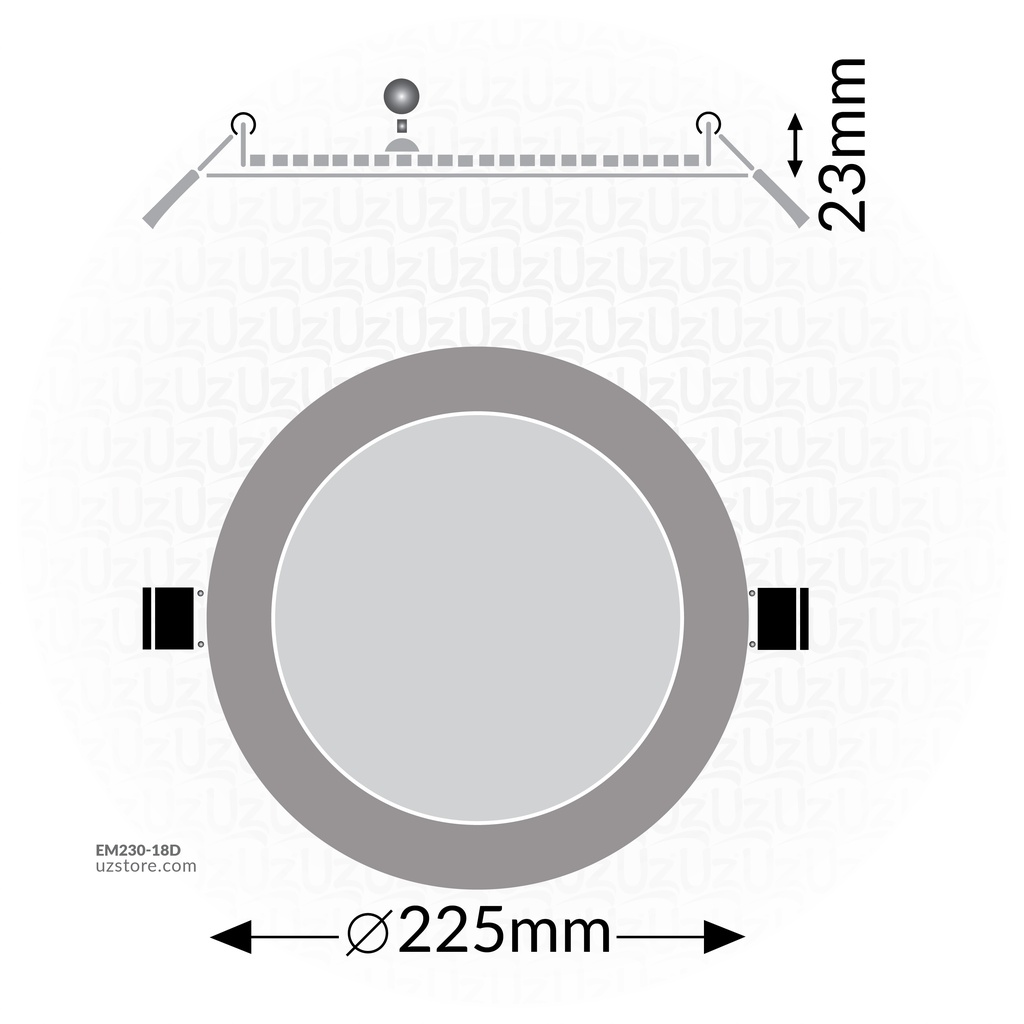 OSRAM LED SLIM PANEL DOWN LIGHT ROUND 8" 18W 6500K LPF 1600LM IP20 20X1 30000 HRS