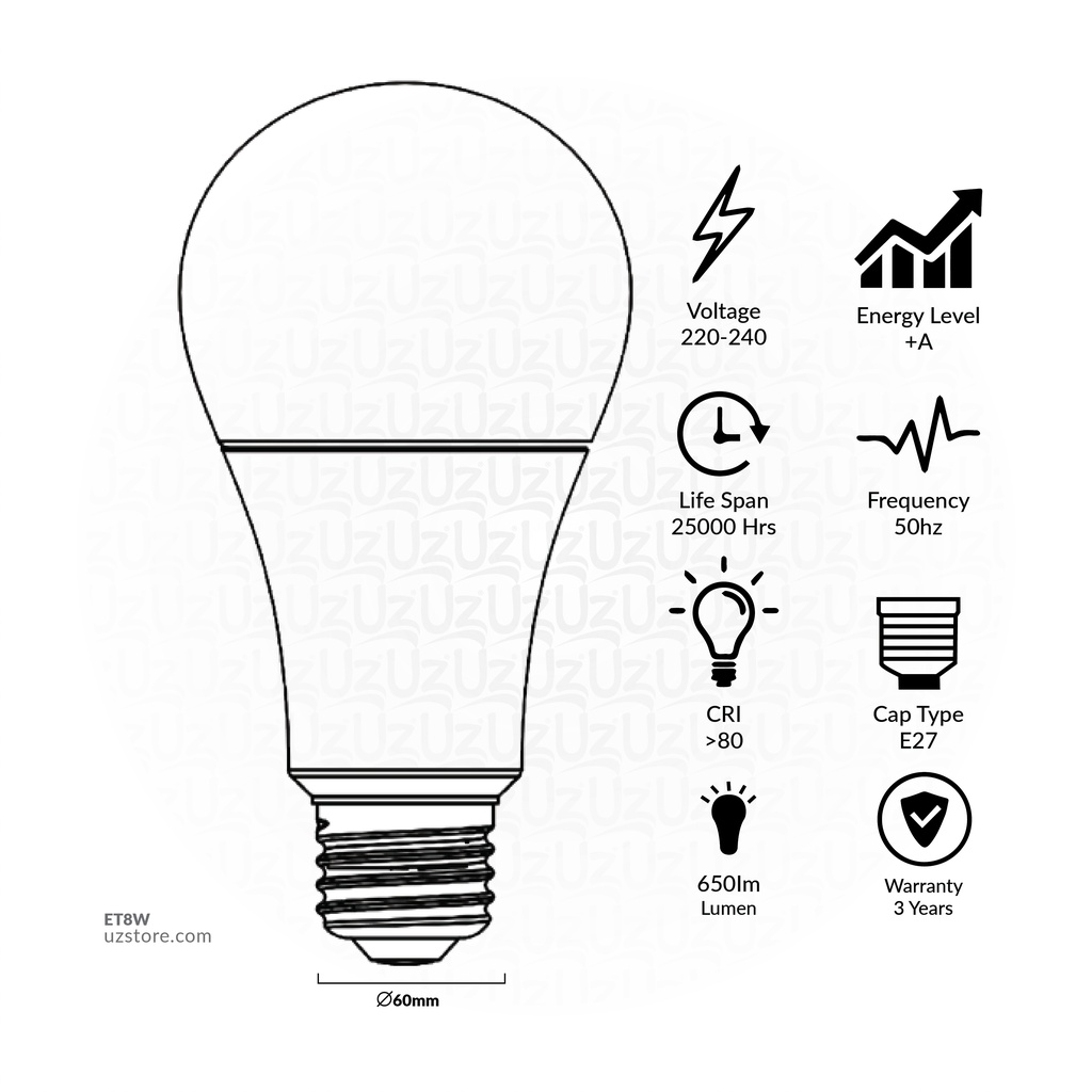 LTF 8W E-27 LED Lamb Alpha W.White