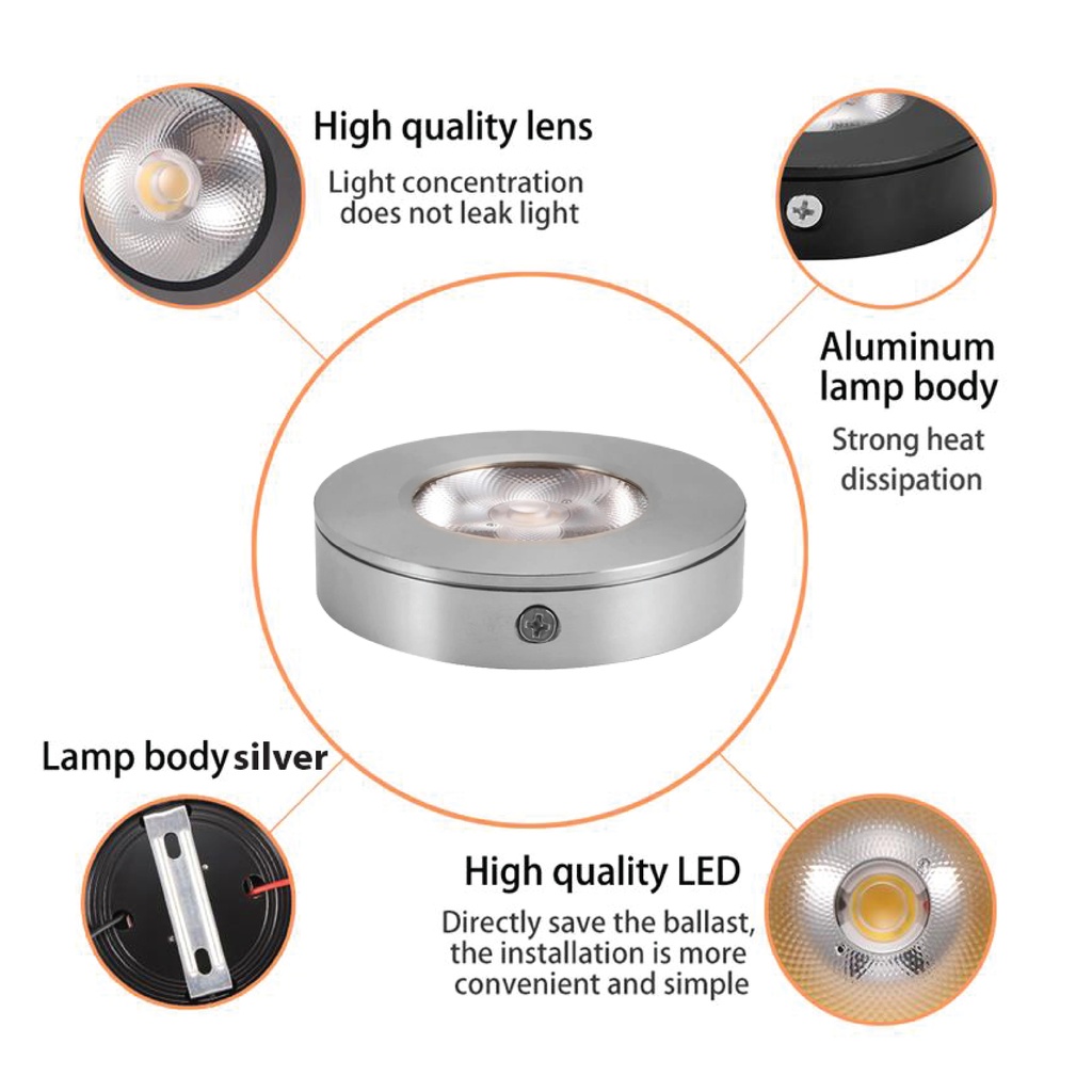 OMEX - Srufac LightLight ROUND 3500k 5W WW SILVER 