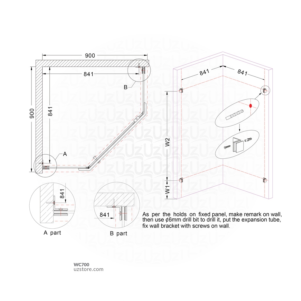 Shower Room With Tray JL102