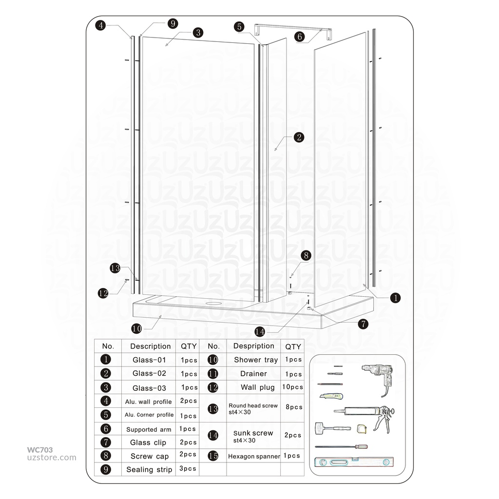 Shower Room With Tray JQ304