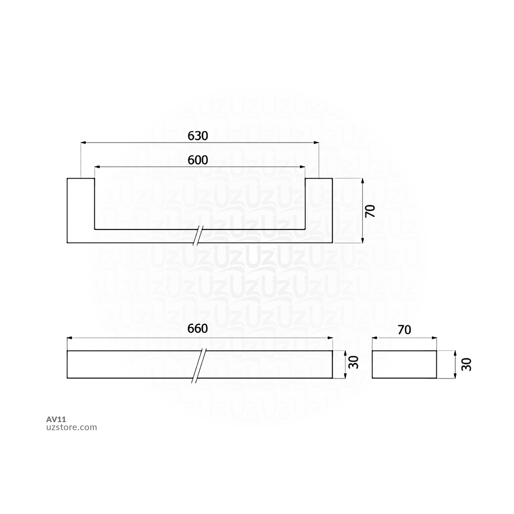 VRH - Towel Bar 60mm FBVHB-O101AS Box SUS304