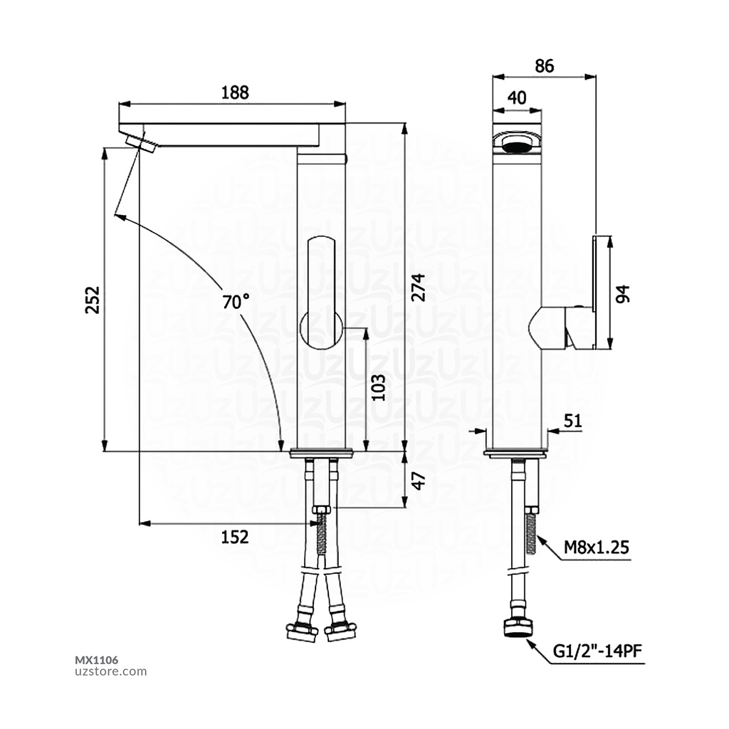 VRH - Deck Single Mixer HFVSP-1001H5 Hybrid SUS304