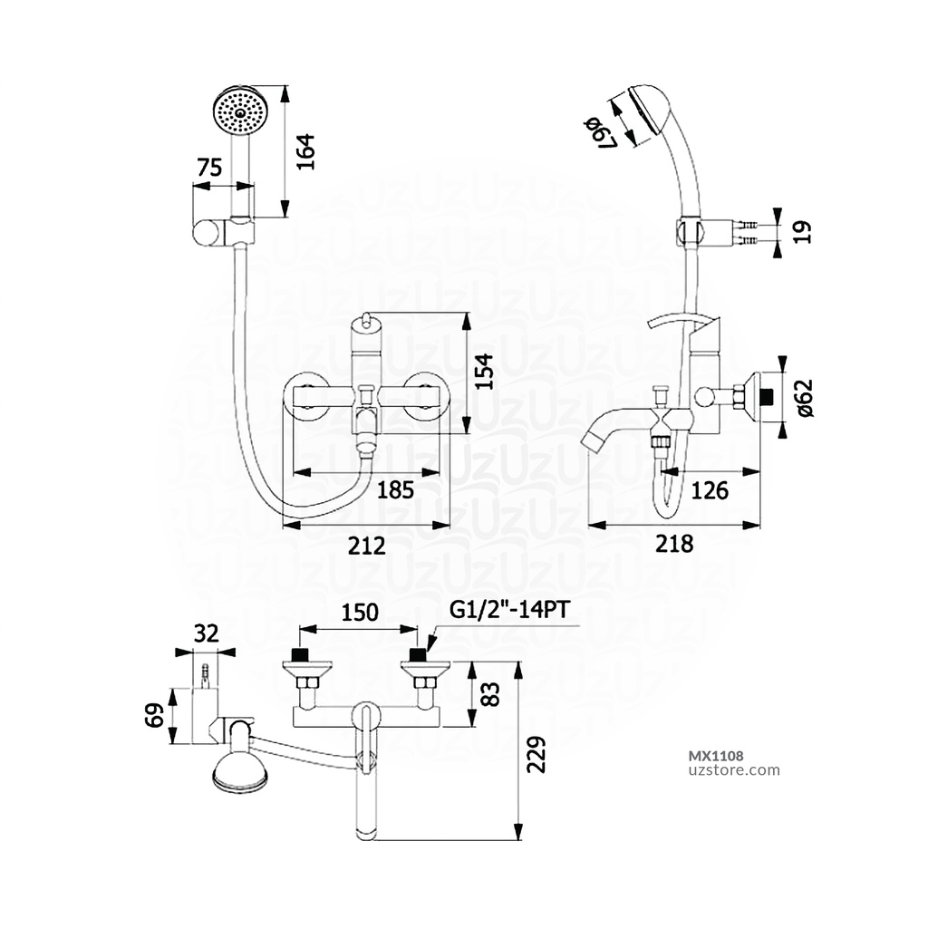 VRH - Wall Single Mixer HFVSP-412111 Nova SUS304