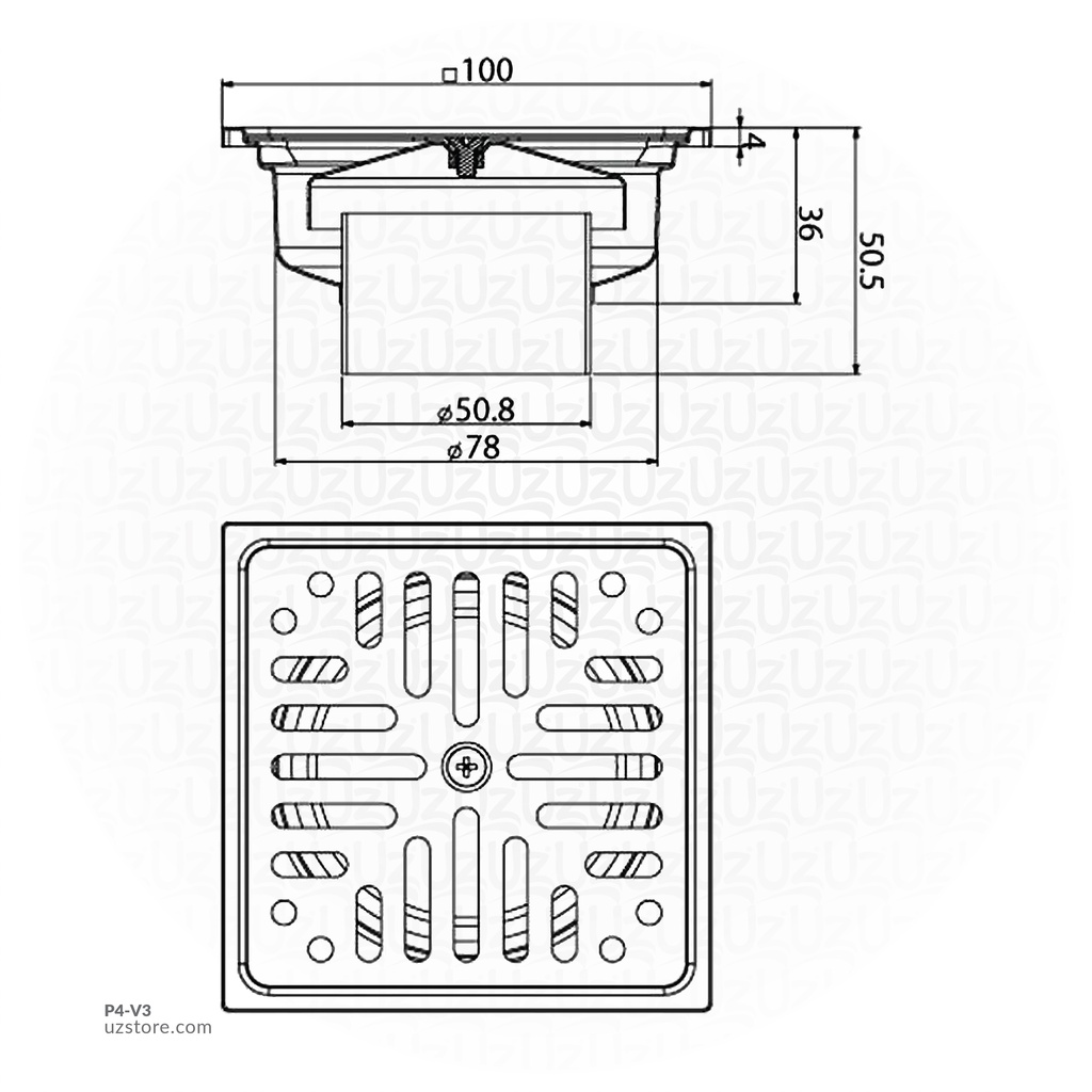 VRH - Roof Drain 4'' FUVHU-W002AS Floordrain SUS304