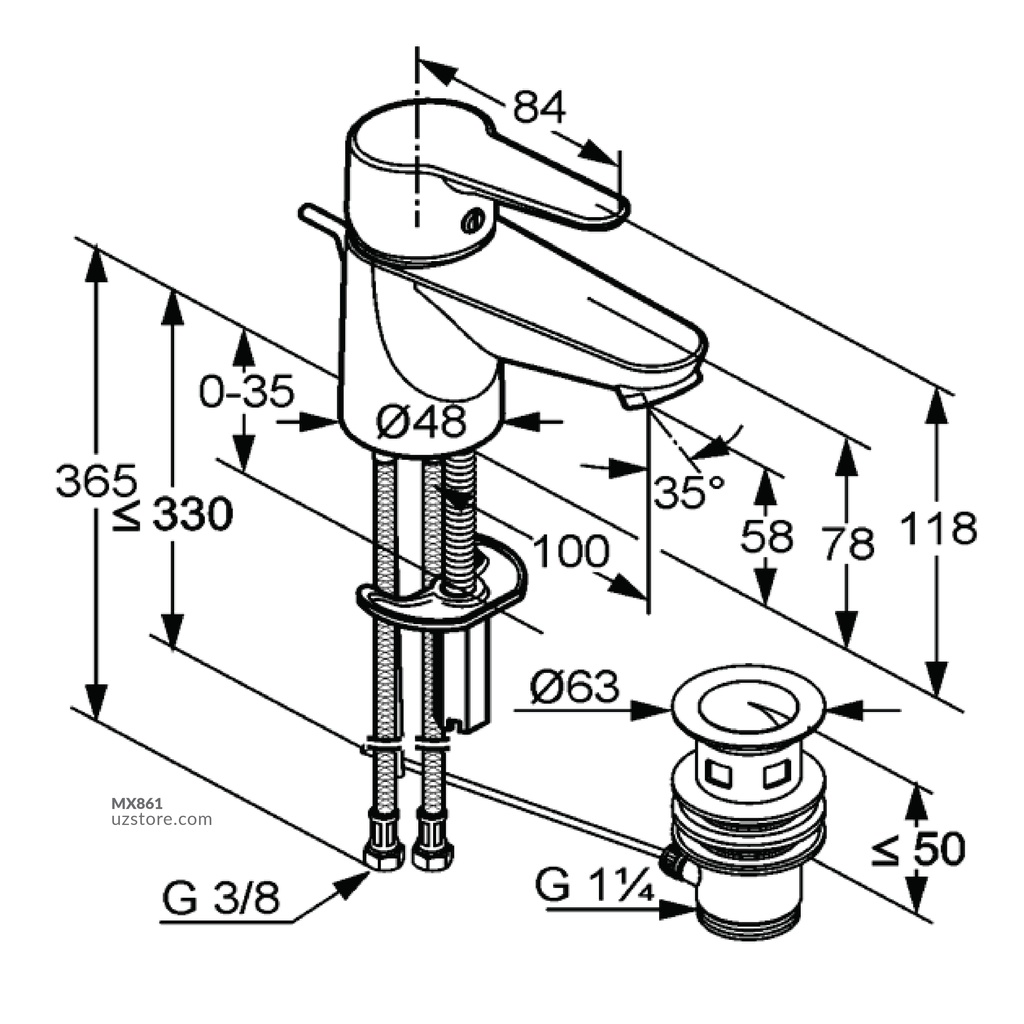 Kludi-RAK Polaris 10000 Single Lever Wash Basin Mixer with Aerator Chrome