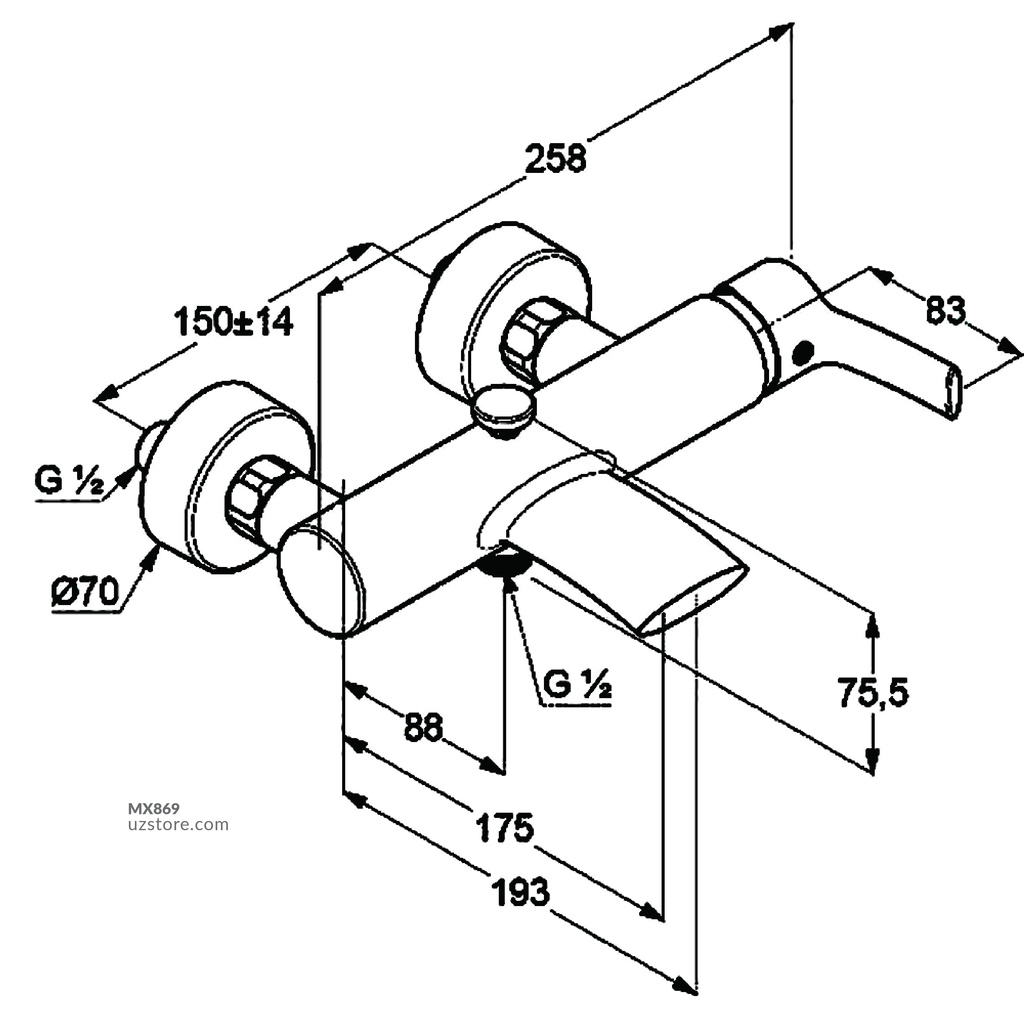 RAK15002 Single Liver Bath & Shower Mixer