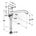 Kludi RAK11010 Project Single Lever Sink Mixer DN10 Swivel with Long Spout