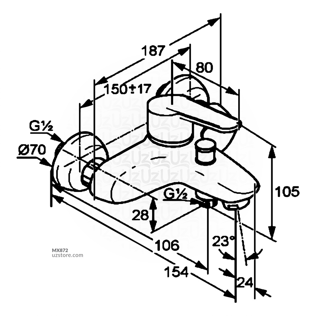 RAK11002 Single Liver Bath & Shower Mixer