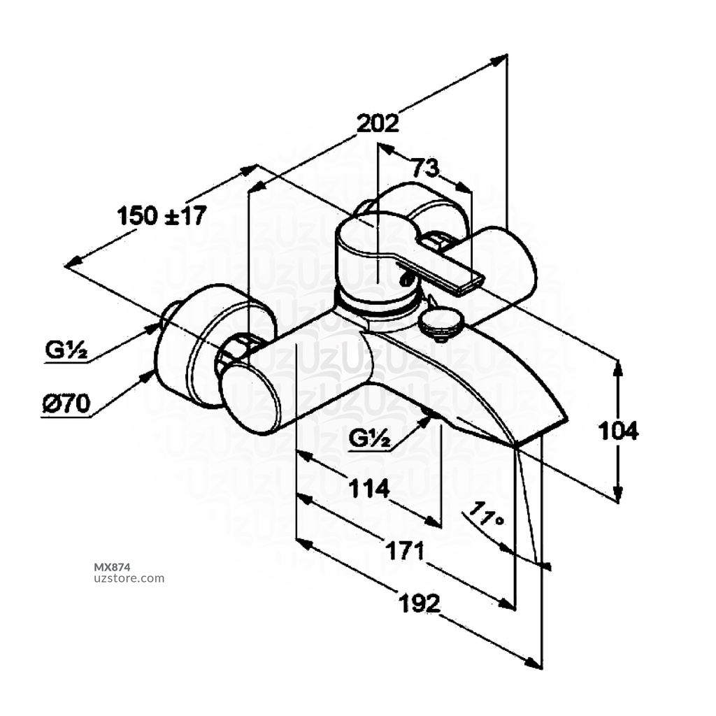 Kludi RAK13102 Passion Single Lever Bath & Shower Mixer w/o Shower Set DN15 (Top Lever type)