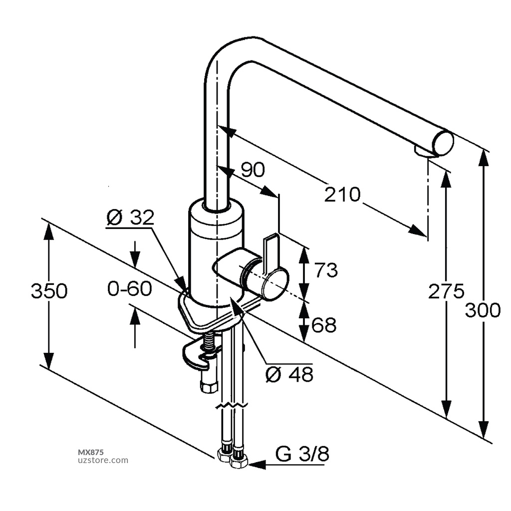 Kludi RAK13012 Passion Single lever Sink Mixer DN10; Swivel Spout