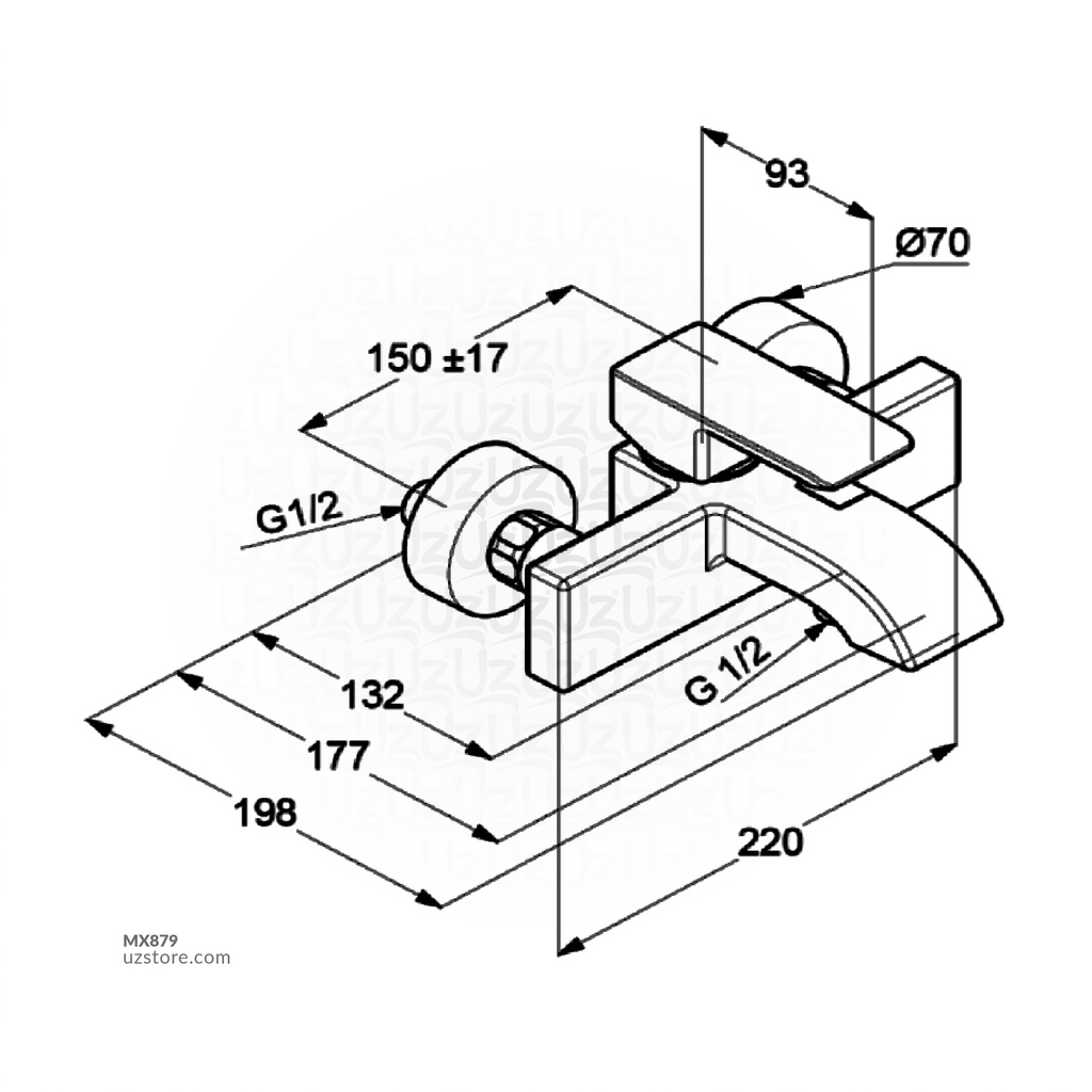 KLUDI RAK14102 PROFILE STAR BATH & SHOWER MIXER