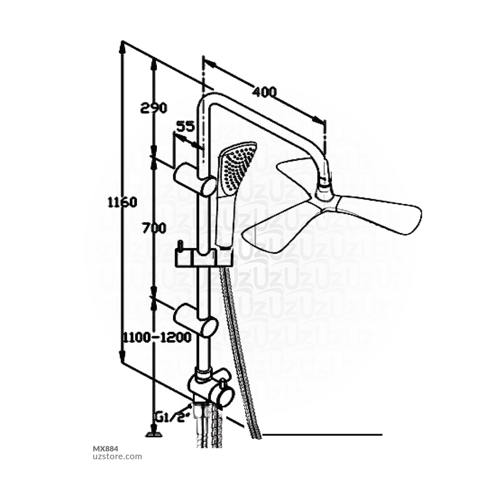 Kludi RAK48003 Fizz Dual Shower Set (1300mm) L-Shape