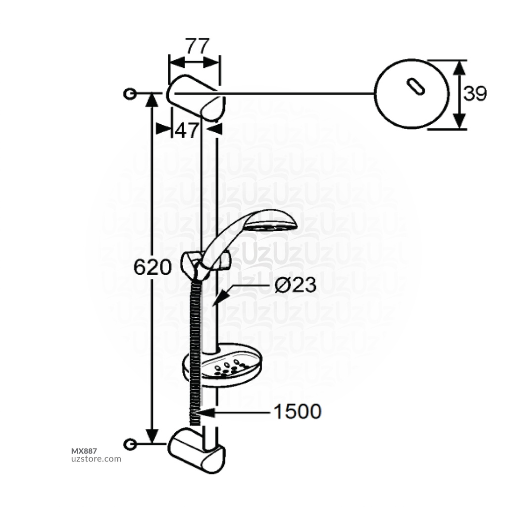 Kludi-RAK Shower 6013105-81 1S Hand Shower with Hose & Rail with Soap Tray