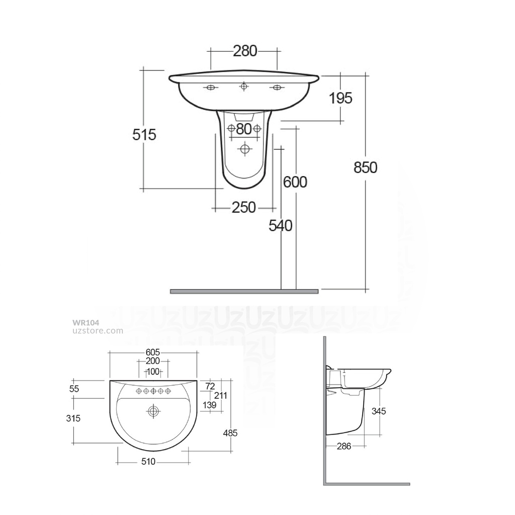 RAK-Karla Wash Basin With  Half Pedestal