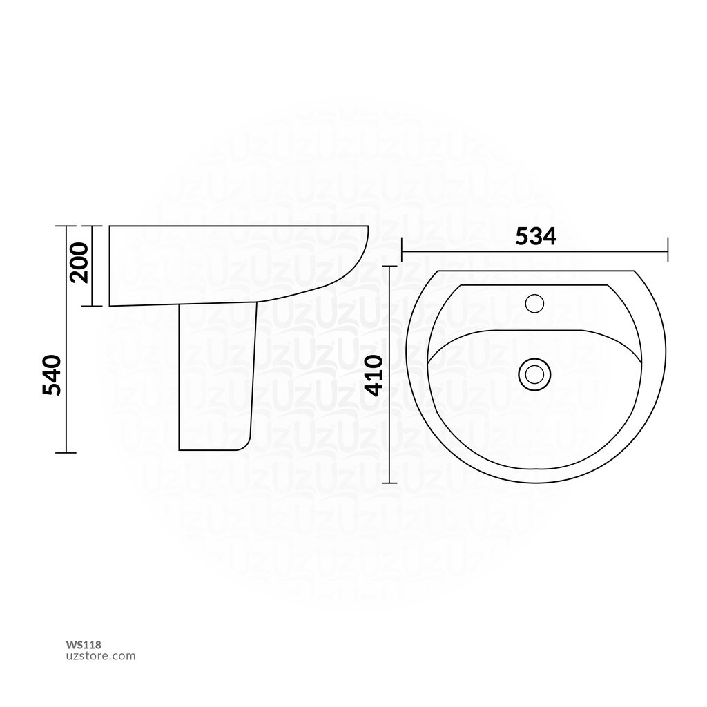 Moon Wash Basin Semi pedestal White Asala