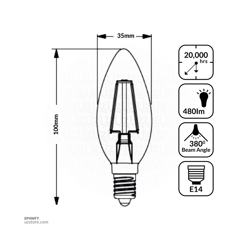 OPPLE LED Filament Lamp 4W Warm White E14