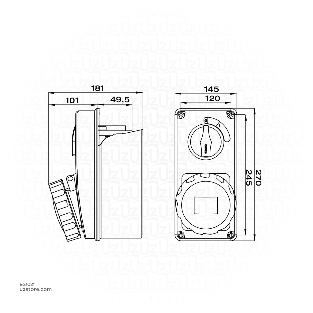 GEWISS Interlocked Socket Vertical 63A 5PIN IP67(GW67264N)