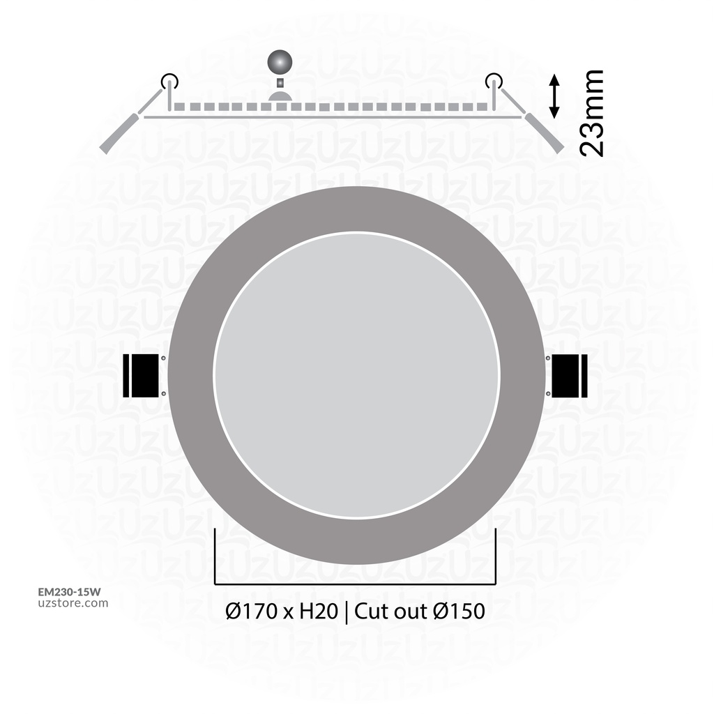 OSRAM LED SLIM PANEL DOWN LIGHT ROUND 6" 15W 6500K LPF 1430LM IP20 20X1 30000 HRS