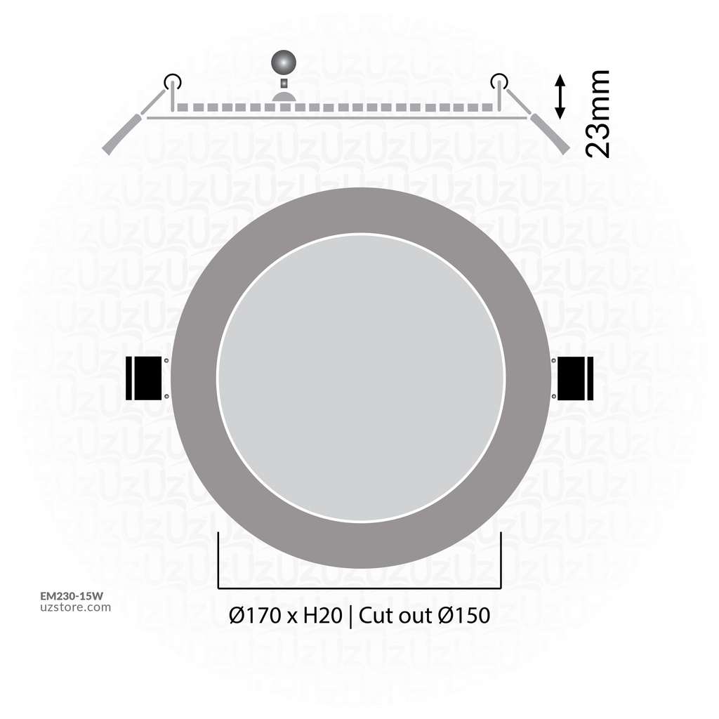 OSRAM LED SLIM PANEL DOWN LIGHT ROUND 6" 15W 3000K LPF 1430LM IP20 20X1 30000 HRS