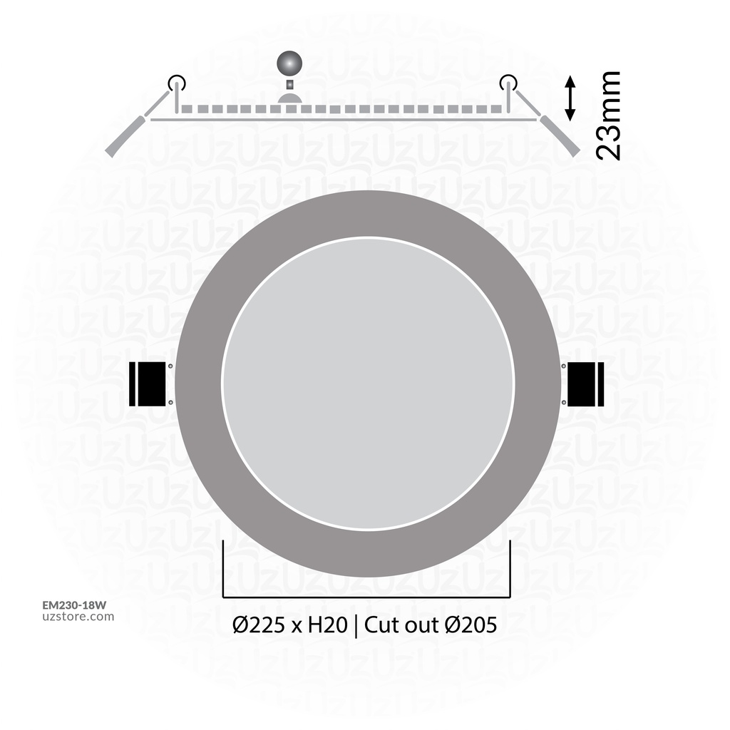 OSRAM LED SLIM PANEL DOWN LIGHT ROUND 8" 18W 3000K LPF 1600LM IP20 20X1 30000 HRS